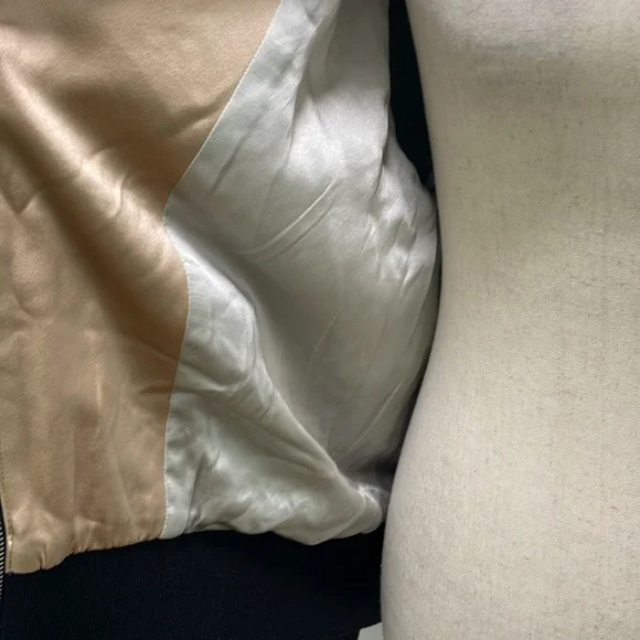 Rodarte Embroidered Flower Bomber Jacket, Black/Gold, X-Small, Small - Picture 10 of 14